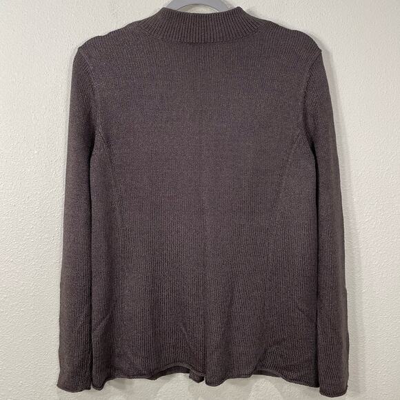 Eileen Fisher Brown Silk Blend Cardigan Sweater Pockets Normcore Minimalist XS - Picture 2 of 7